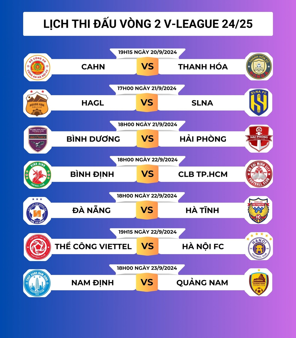 lich thi dau vong 2 v-league 2024 2025 nha vua tro lai hinh anh 2